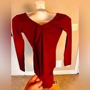 Maroon sleeved vneck dance SanshaSignature leotard